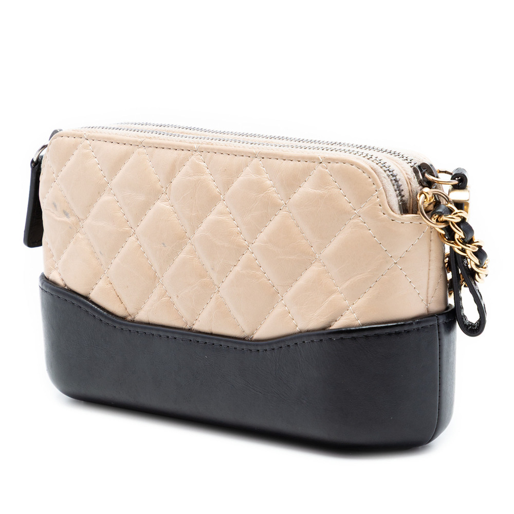 Pre-Loved Chanel Bicolor Aged Calfskin Gabrielle Double Zip Clutch with Chain - Picture 2 of 8